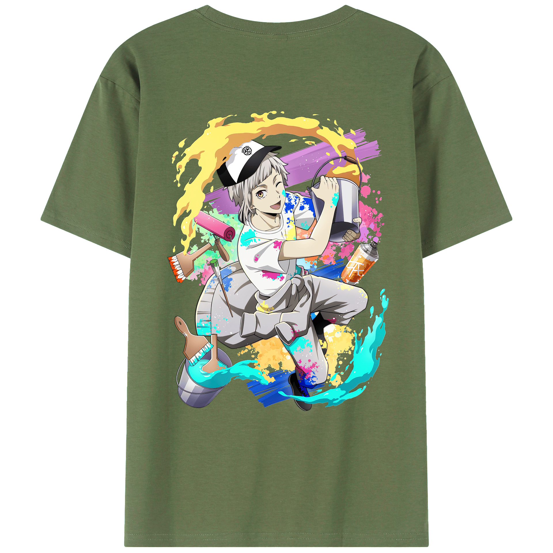 （画像用） 文豪ストレイドッグス Bungo Stray Dogs 綿100％ メンズ半袖Tシャツ（バックプリント） 通気性